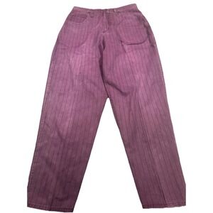 Vintage Bold Umen Womens 36 Purple Pinstripe Mom Jeans Wide Leg Baggy Retro